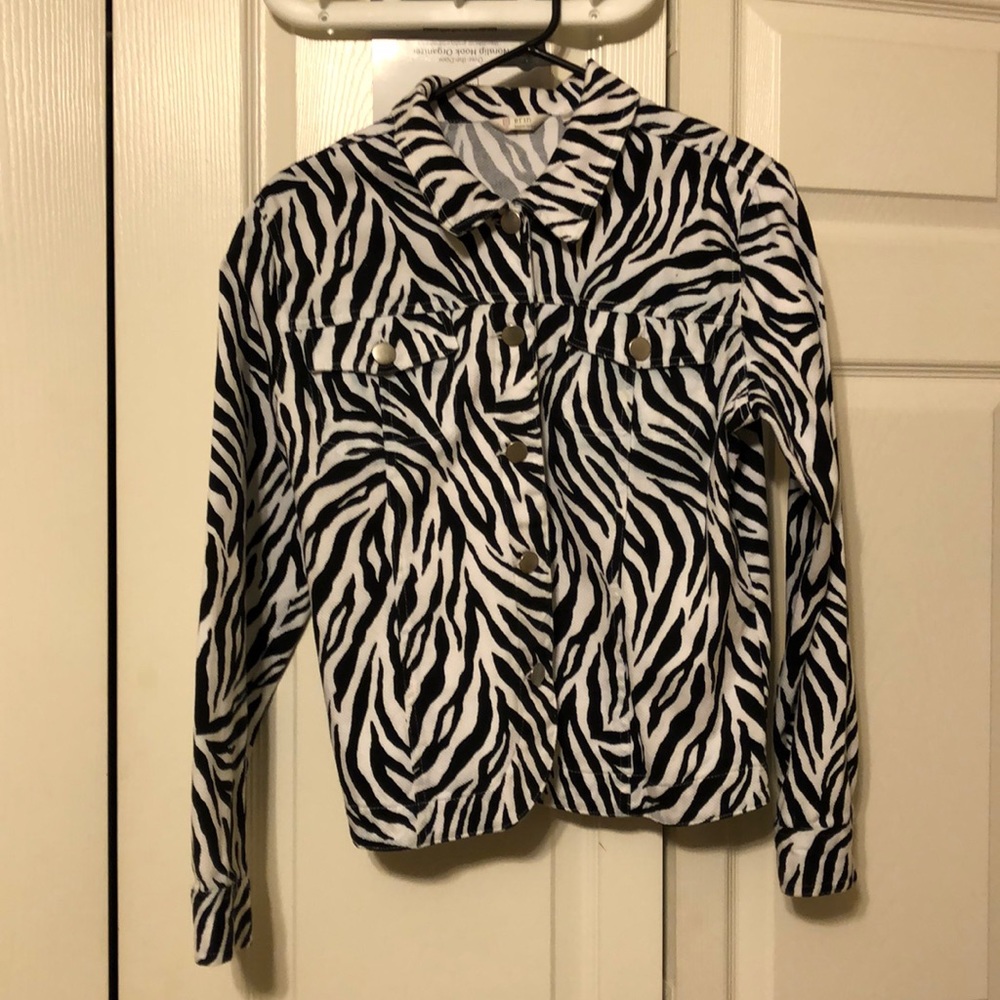Zebra print jean jacket